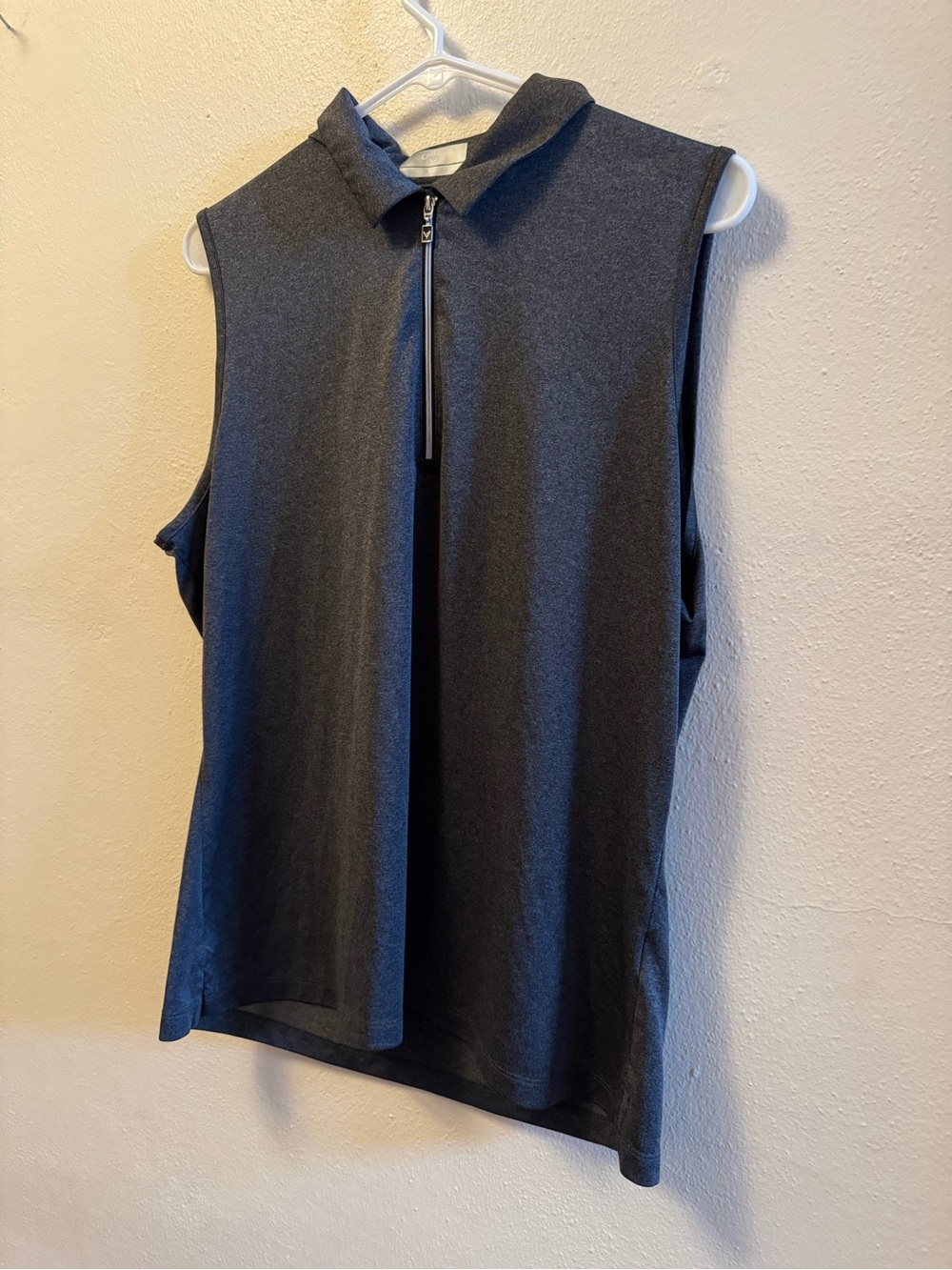 Callaway Women’s Sleeveless Golf Polo 1/4 Zip Performance Top Heather Gray XL